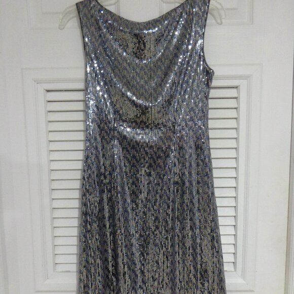 WHBM All Over Sequin Mini Dress Silver Gray Party Cocktail Stretch Size XXS - Picture 2 of 7